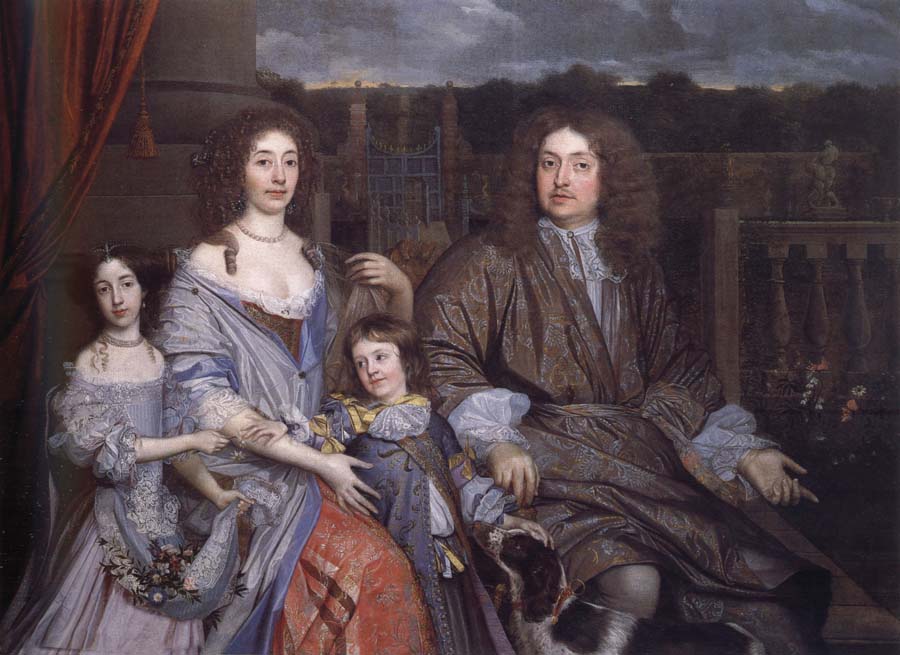The Family of Sir Robert Vyner seated before the garden at Swakeleys
